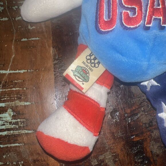 Rare 2000 Team USA Olympics Authentic Team Beans Bear Red White Blue USA - Picture 6 of 6